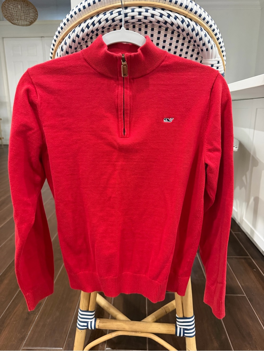 Vineyard Vines Boys Large 16 Quarter Zip Pullover Sweater Red Whale Preppy